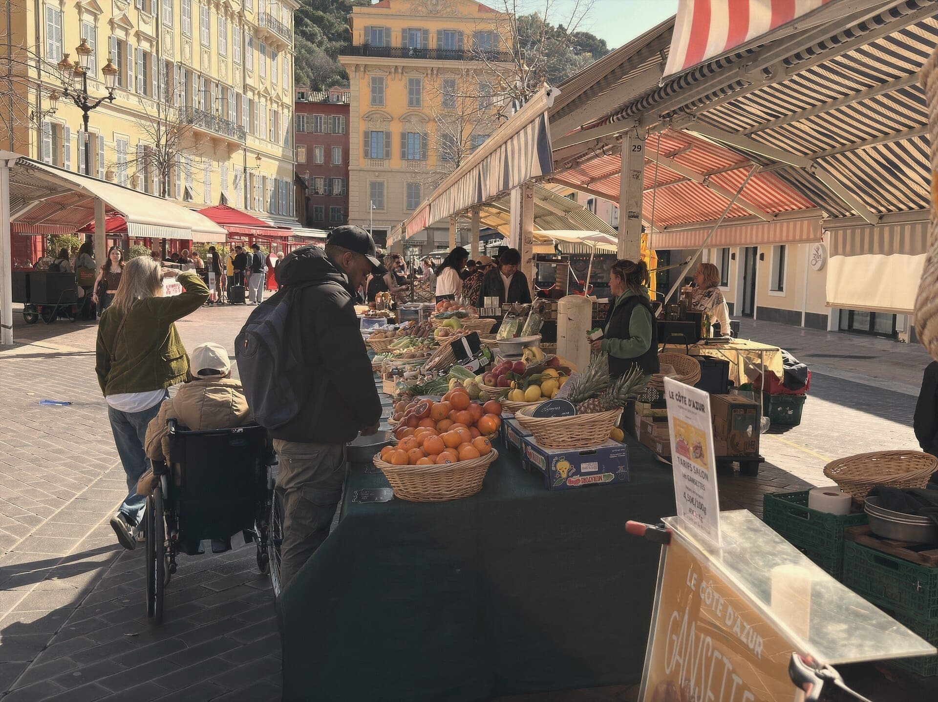 Fruit stalls at the Cours Saleya market in Nice